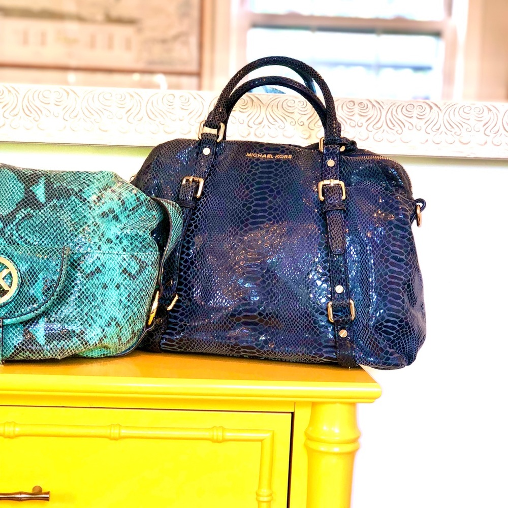 Micheal Kors Turquoise Snake Skin Bag - Picture 14 of 16